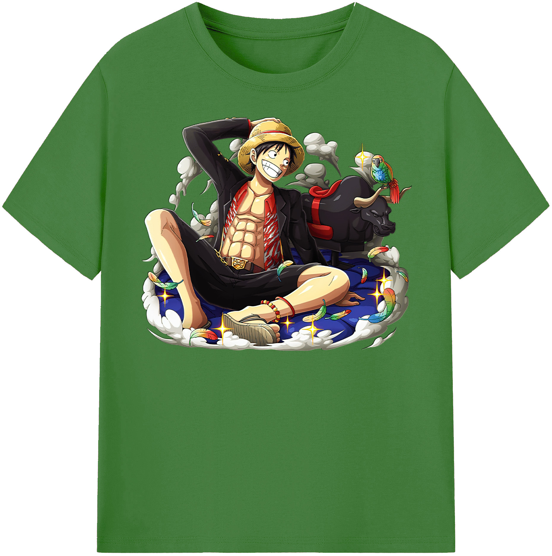 ワンピース モンキー・D・ルフィ ONE PIECE Monkey D. Luffy レディースカジュアルプリントTシャツ（綿100％）